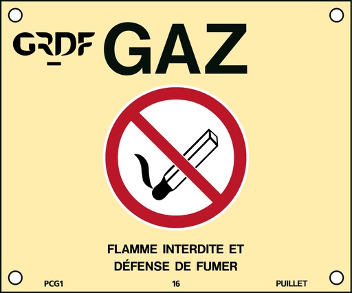 [PUISE1034MA] PLAQUE FLAMME INTERDITE TYPE PCG1 120X100MM 8642099 ETIPCG §